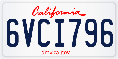 CA license plate 6VCI796