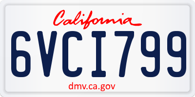 CA license plate 6VCI799