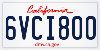 CA license plate 6VCI800