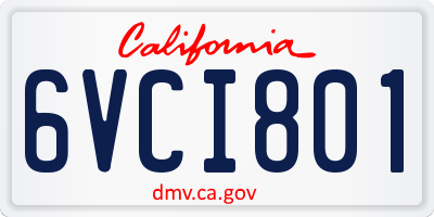 CA license plate 6VCI801