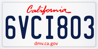 CA license plate 6VCI803