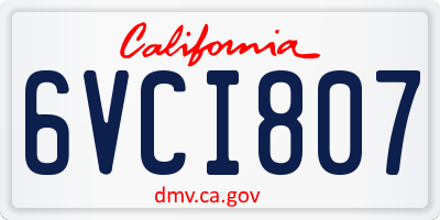 CA license plate 6VCI807