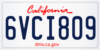 CA license plate 6VCI809
