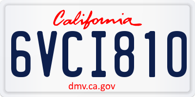 CA license plate 6VCI810