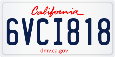 CA license plate 6VCI818