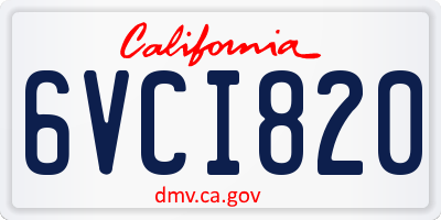 CA license plate 6VCI820