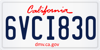 CA license plate 6VCI830