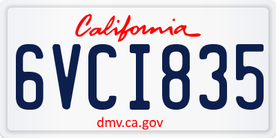 CA license plate 6VCI835