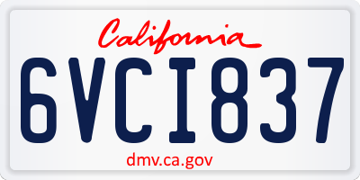 CA license plate 6VCI837