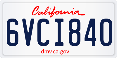 CA license plate 6VCI840