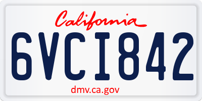 CA license plate 6VCI842