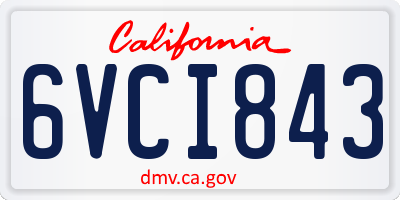 CA license plate 6VCI843