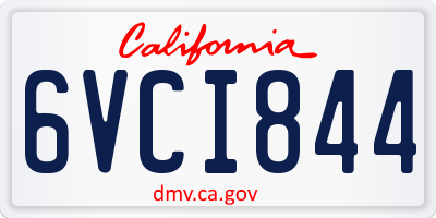 CA license plate 6VCI844