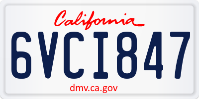 CA license plate 6VCI847