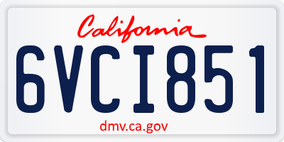 CA license plate 6VCI851