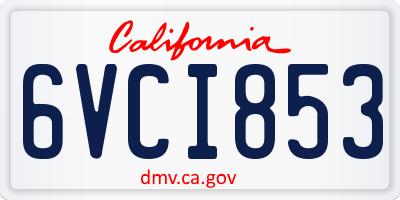 CA license plate 6VCI853