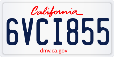 CA license plate 6VCI855