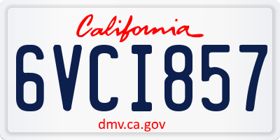 CA license plate 6VCI857