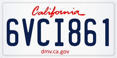 CA license plate 6VCI861
