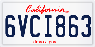 CA license plate 6VCI863