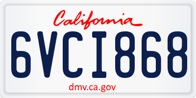 CA license plate 6VCI868