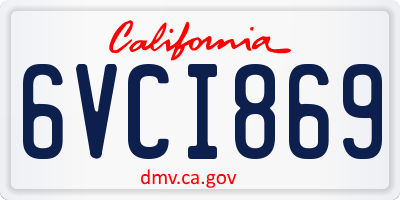 CA license plate 6VCI869