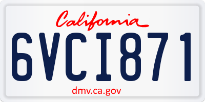 CA license plate 6VCI871