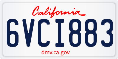 CA license plate 6VCI883