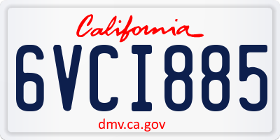 CA license plate 6VCI885