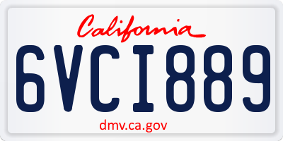 CA license plate 6VCI889