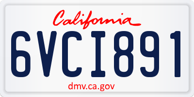 CA license plate 6VCI891