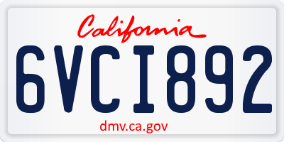 CA license plate 6VCI892