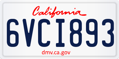 CA license plate 6VCI893