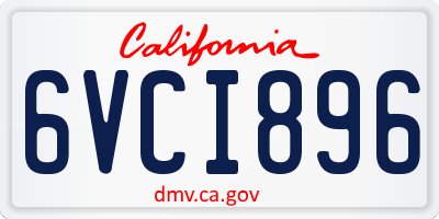 CA license plate 6VCI896