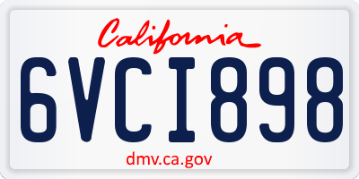 CA license plate 6VCI898