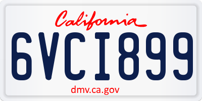 CA license plate 6VCI899