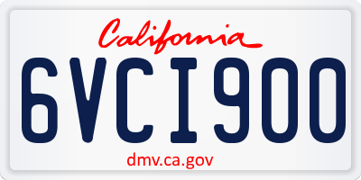 CA license plate 6VCI900