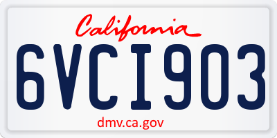 CA license plate 6VCI903