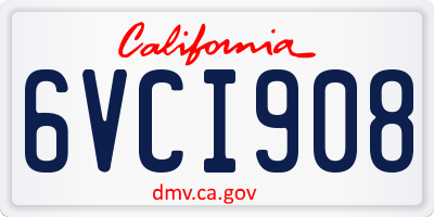 CA license plate 6VCI908