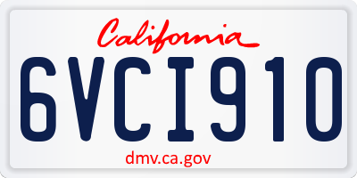 CA license plate 6VCI910