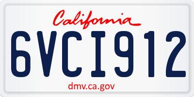 CA license plate 6VCI912