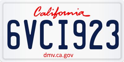 CA license plate 6VCI923