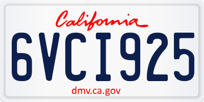 CA license plate 6VCI925