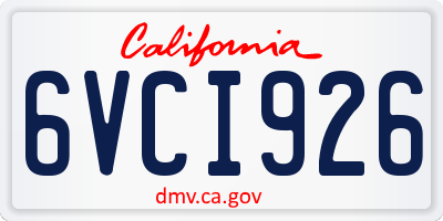 CA license plate 6VCI926