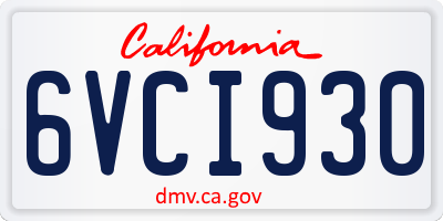 CA license plate 6VCI930