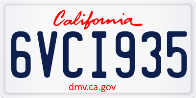 CA license plate 6VCI935