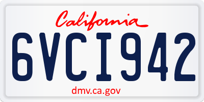 CA license plate 6VCI942