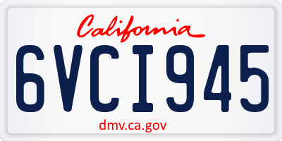 CA license plate 6VCI945