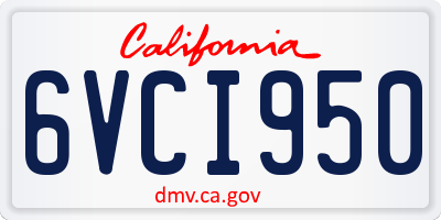 CA license plate 6VCI950