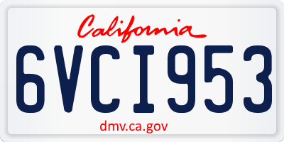 CA license plate 6VCI953